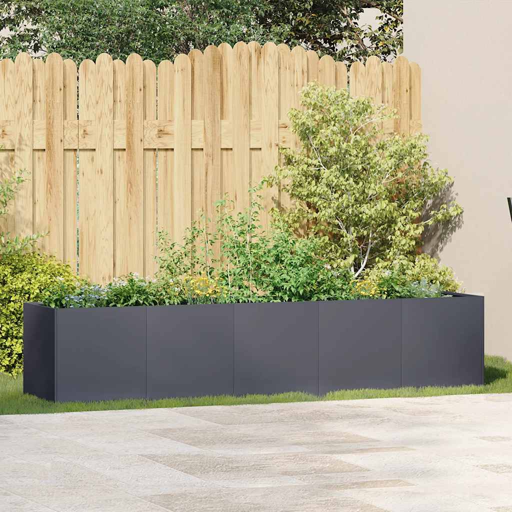 Anthracite planter 200x40x40 cm cold rolled steel