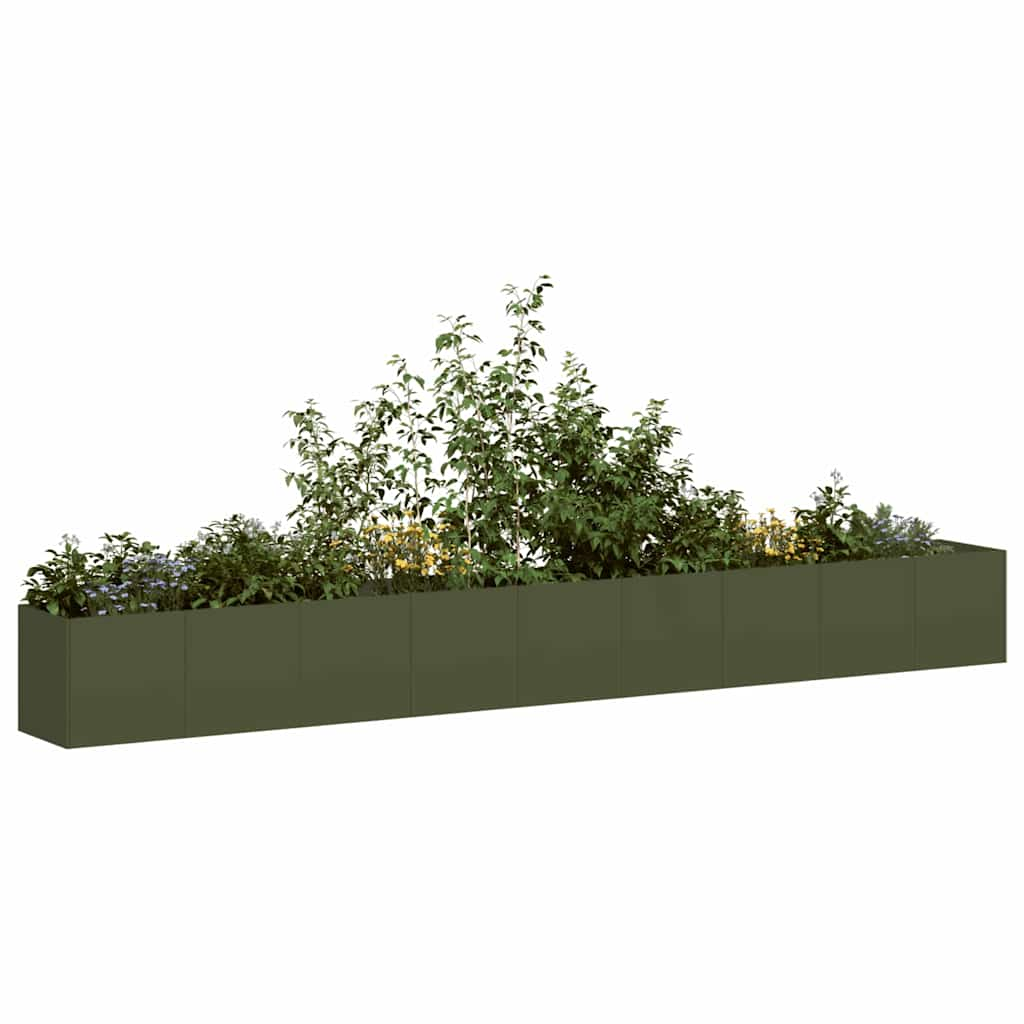 Jardinière vert olive 360x40x40 cm acier laminé à froid