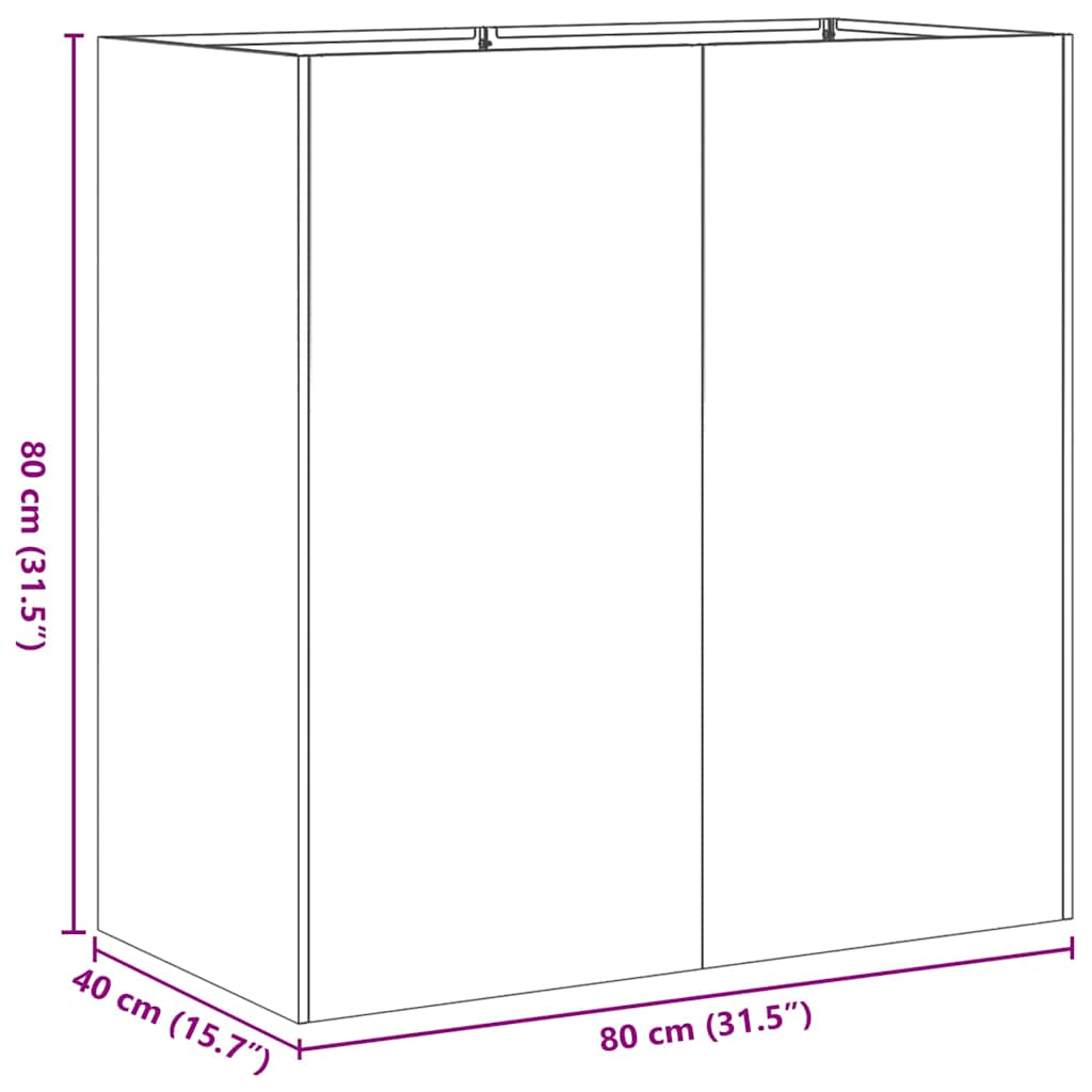 Jardinière vert olive 80x40x80 cm acier laminé à froid