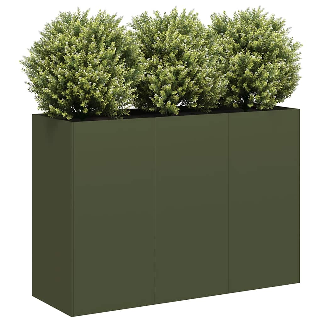 Jardinière vert olive 120x40x80 cm acier laminé à froid