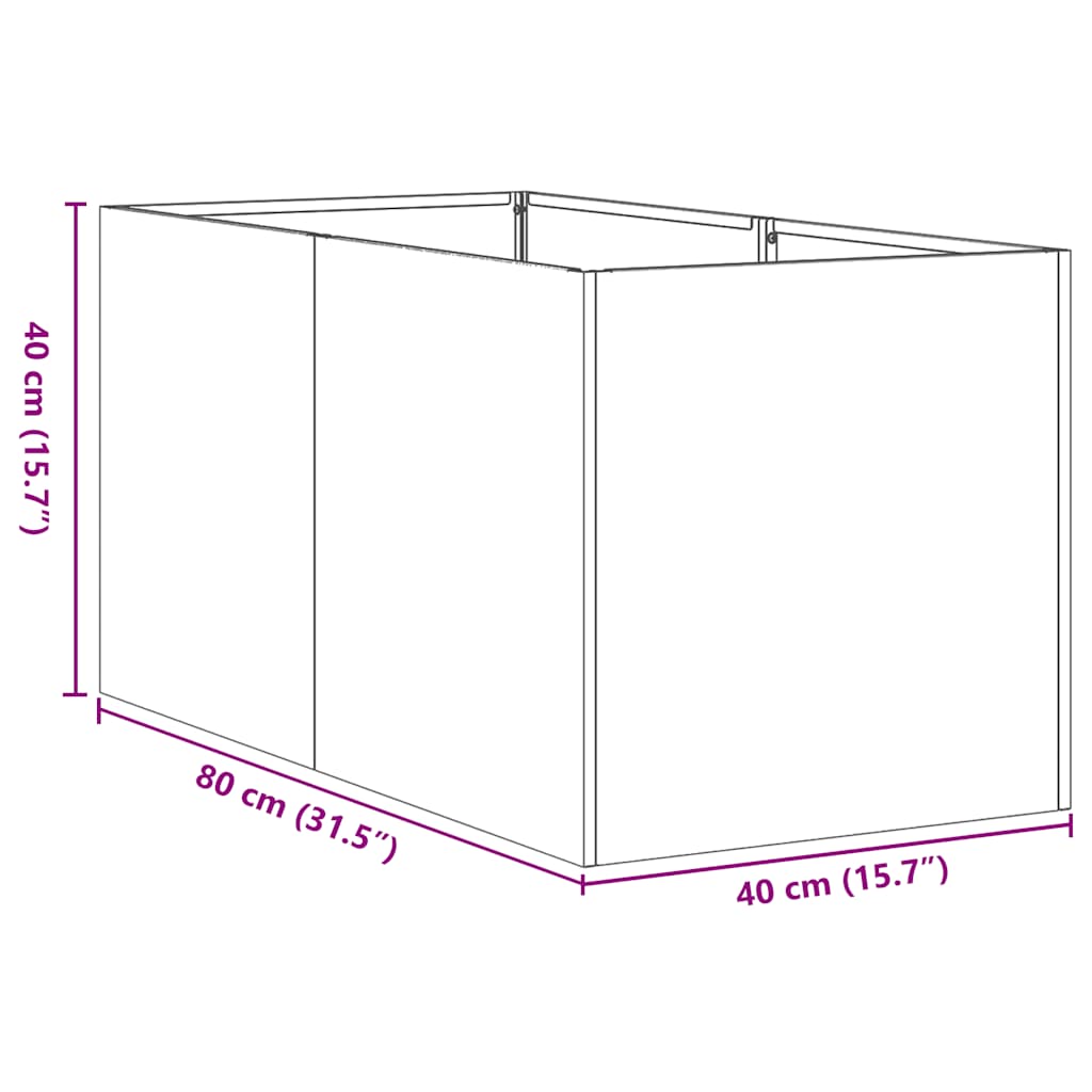 Jardinière 40x80x40 cm acier inoxydable