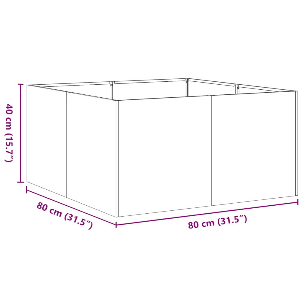 Anthracite planter 80x80x40 cm cold rolled steel