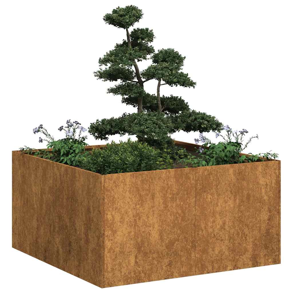 Jardinière rouillé 80x80x40 cm acier inoxydable