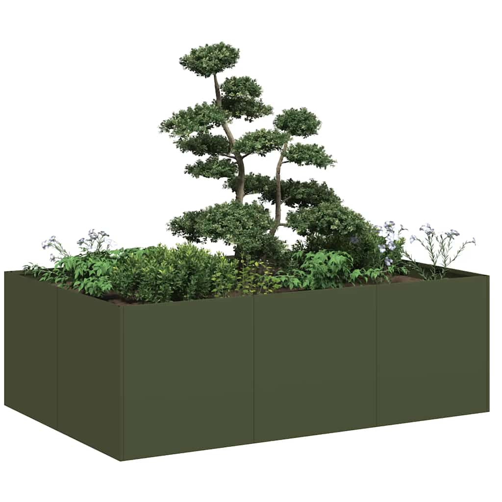 Jardinière vert olive 120x80x40 cm acier