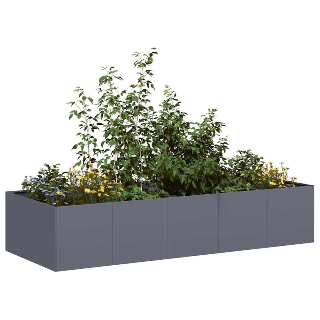 Jardinière anthracite 200x80x40 cm acier