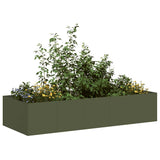 Jardinière vert olive 200x80x40 cm acier