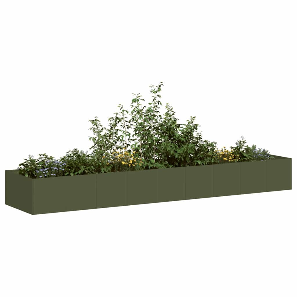 Jardinière vert olive 360x80x40 cm acier