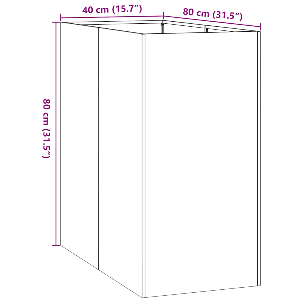 Jardinière 40x80x80 cm acier inoxydable