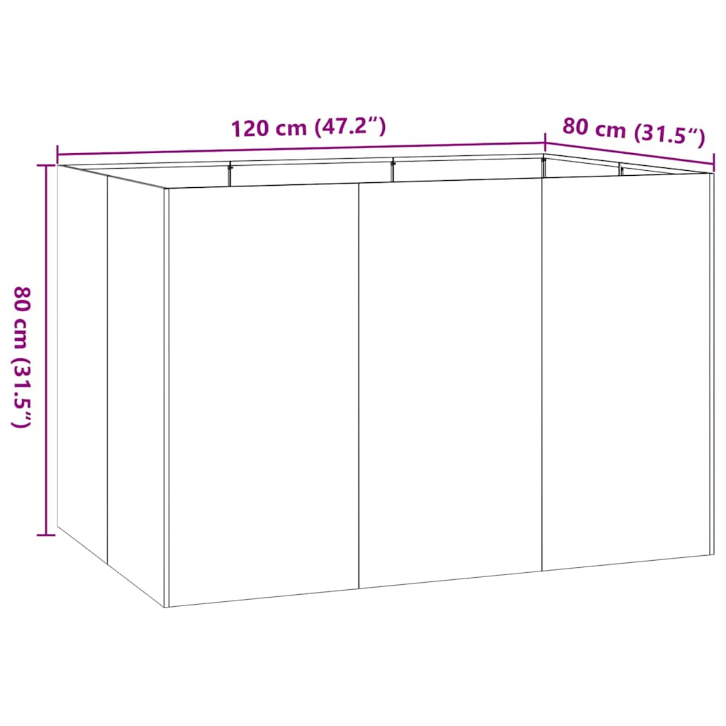 Jardinière anthracite 120x80x80 cm acier