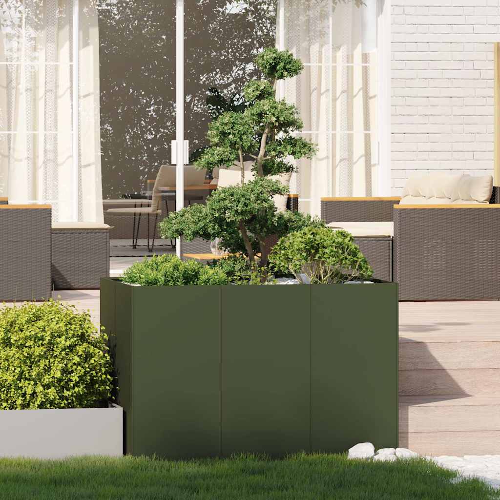 Jardinière vert olive 120x80x80 cm acier