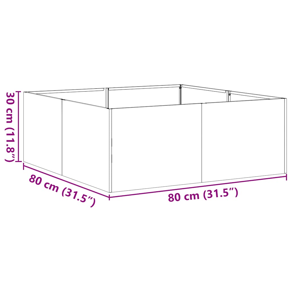 Jardinière blanc 80x80x30 cm acier