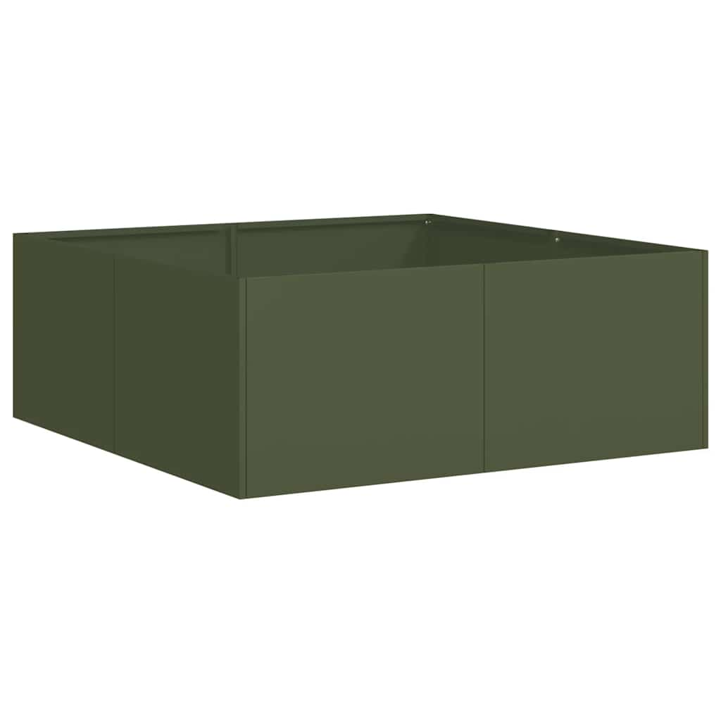 Jardinière vert olive 80x80x30 cm acier