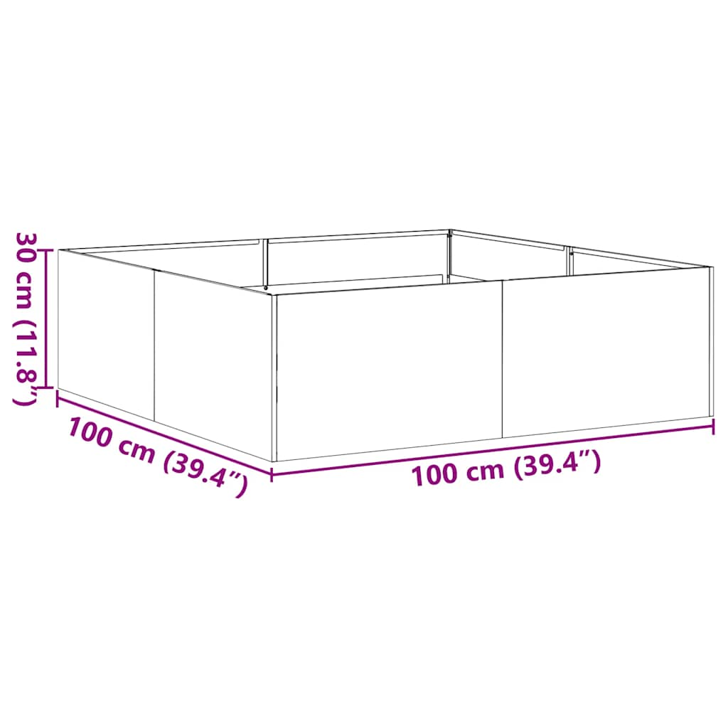 Jardinière anthracite 100x100x30 cm acier