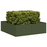 Jardinière vert olive 100x100x30 cm acier