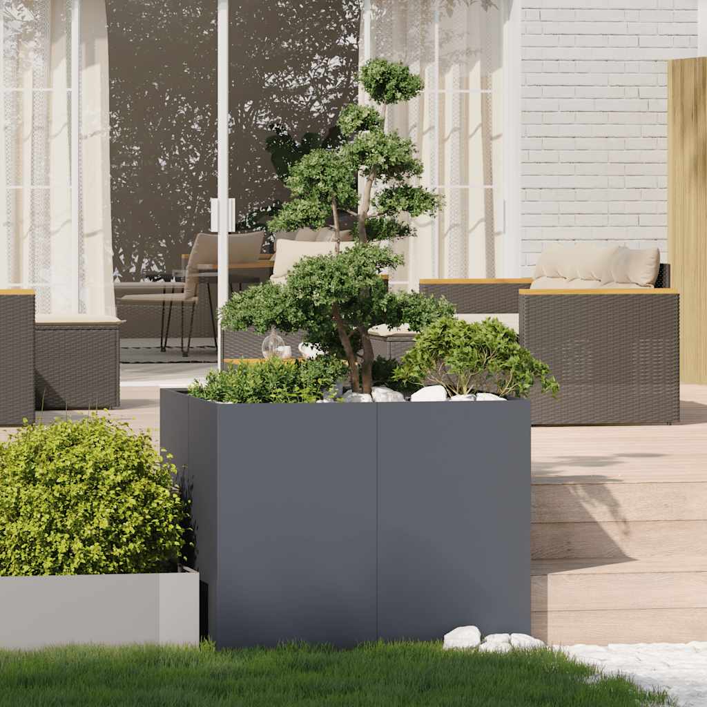 Jardinière anthracite 100x100x80 cm acier