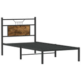 Cadre de lit sans matelas chêne fumé 75x190cm bois d'ingénierie