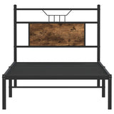 Cadre de lit sans matelas chêne fumé 75x190cm bois d'ingénierie