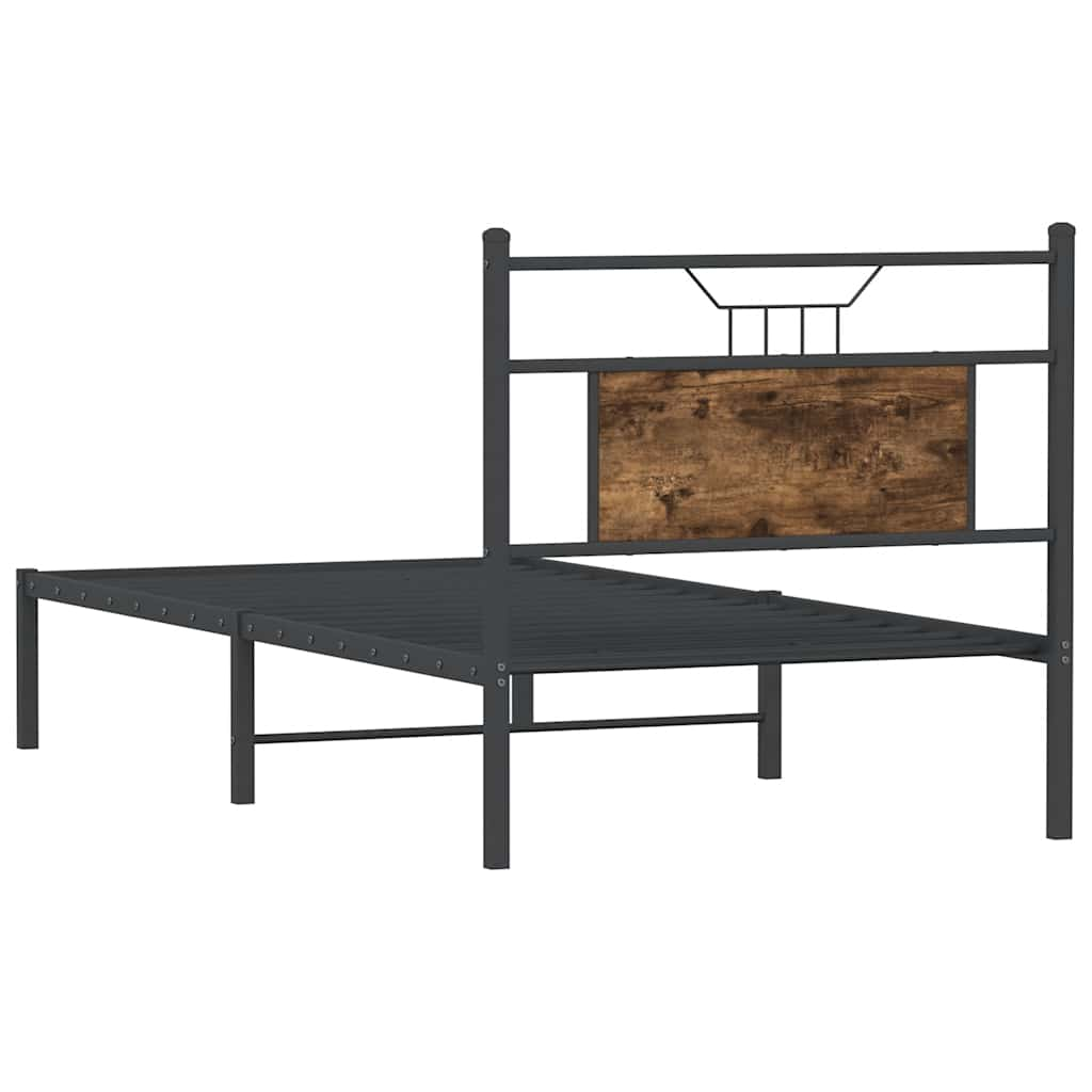 Cadre de lit sans matelas chêne fumé 75x190cm bois d'ingénierie