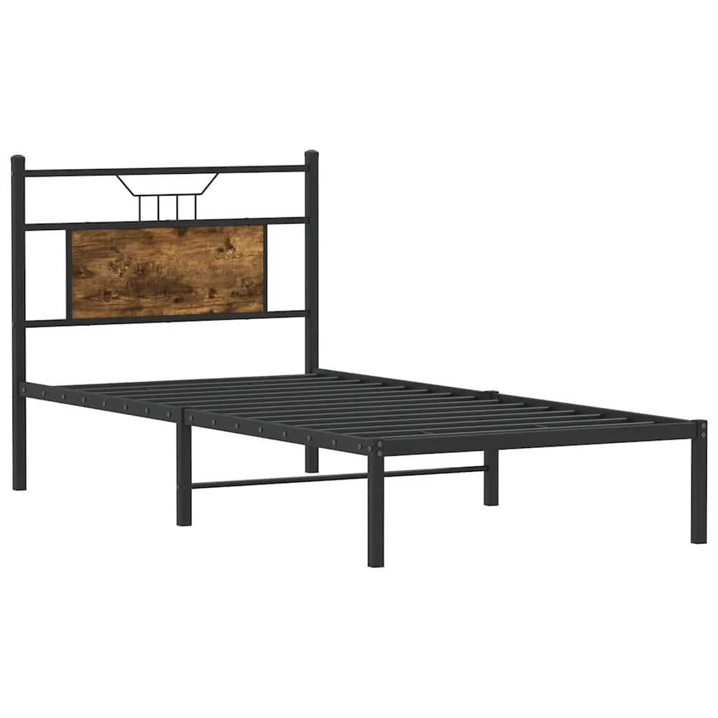 Cadre de lit sans matelas chêne fumé 90x190cm bois d'ingénierie