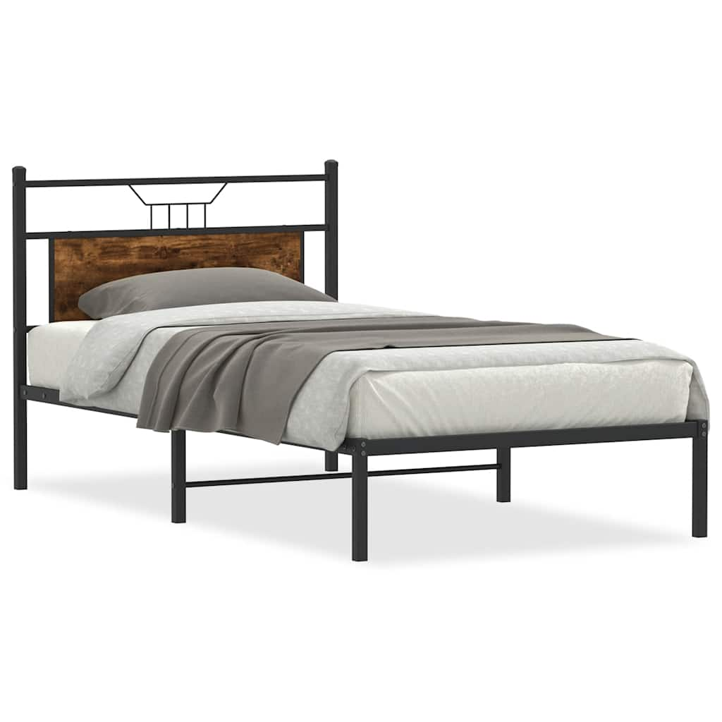 Cadre de lit sans matelas chêne fumé 100x190 cm bois ingénierie