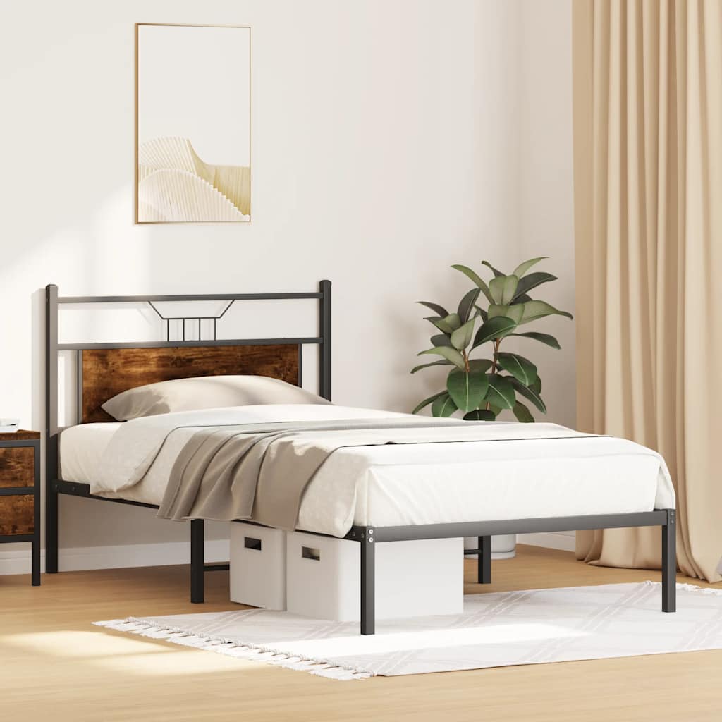 Cadre de lit sans matelas chêne fumé 100x190 cm bois ingénierie