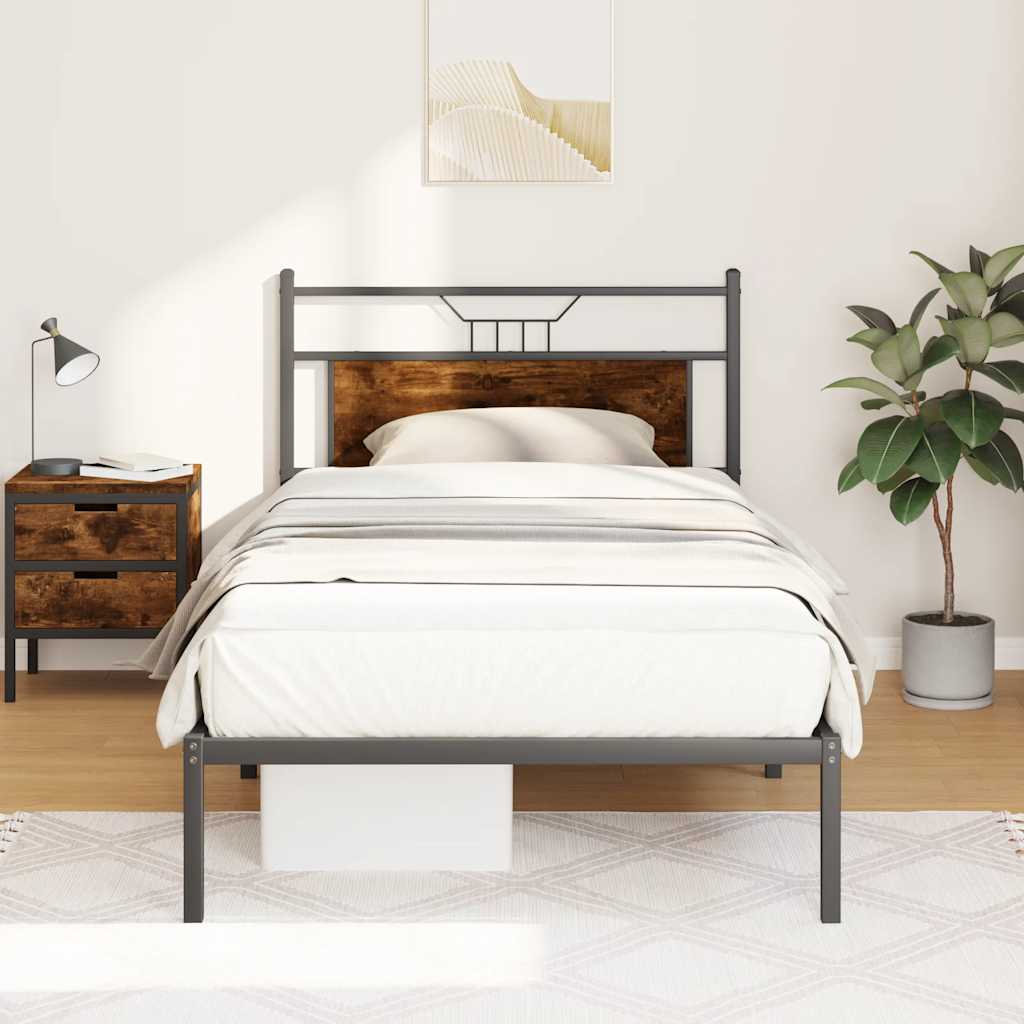 Cadre de lit sans matelas chêne fumé 100x190 cm bois ingénierie