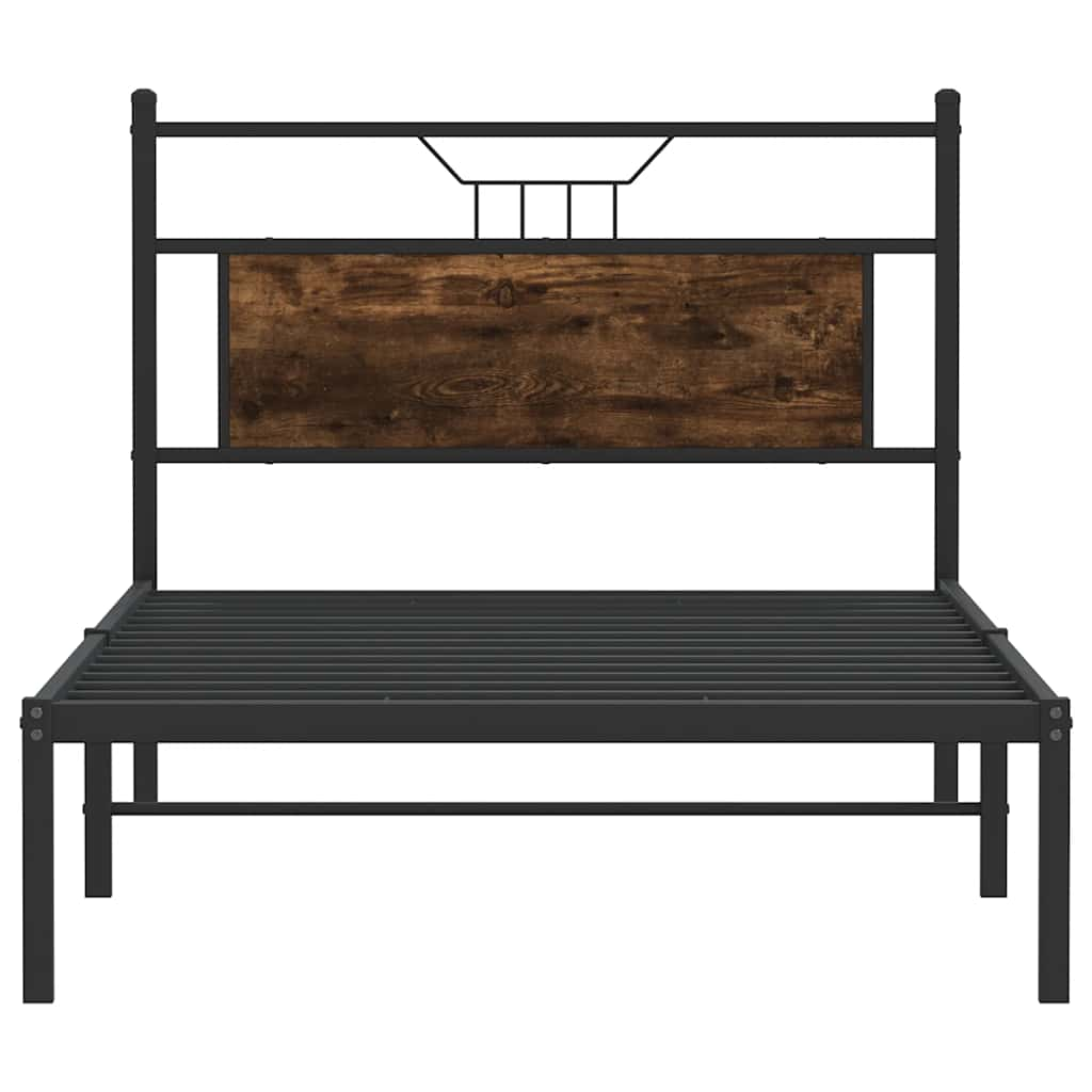 Cadre de lit sans matelas chêne fumé 107x203 cm bois ingénierie