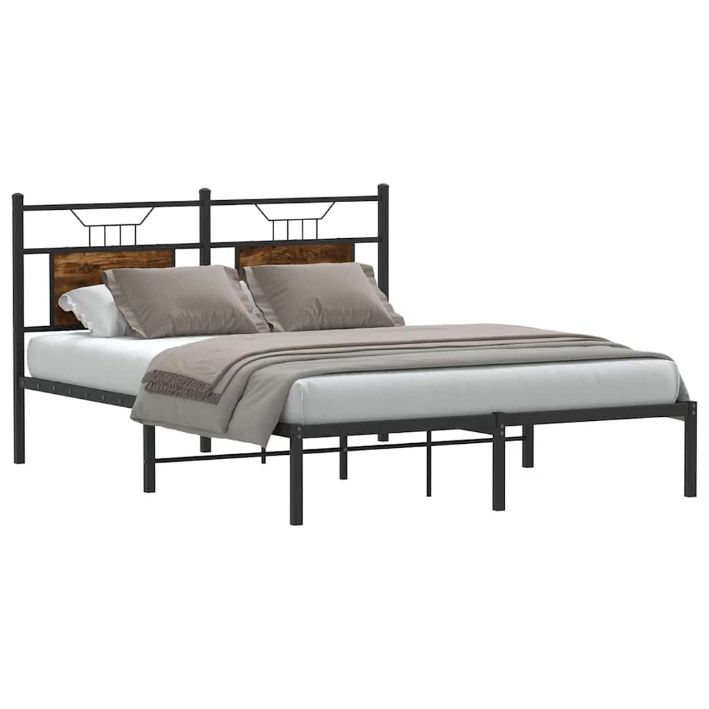 Cadre de lit sans matelas chêne fumé 137x190 cm bois ingénierie