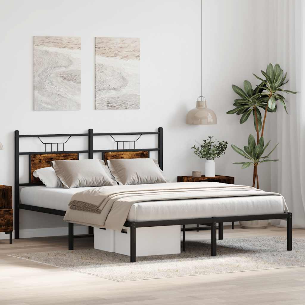 Cadre de lit sans matelas chêne fumé 137x190 cm bois ingénierie