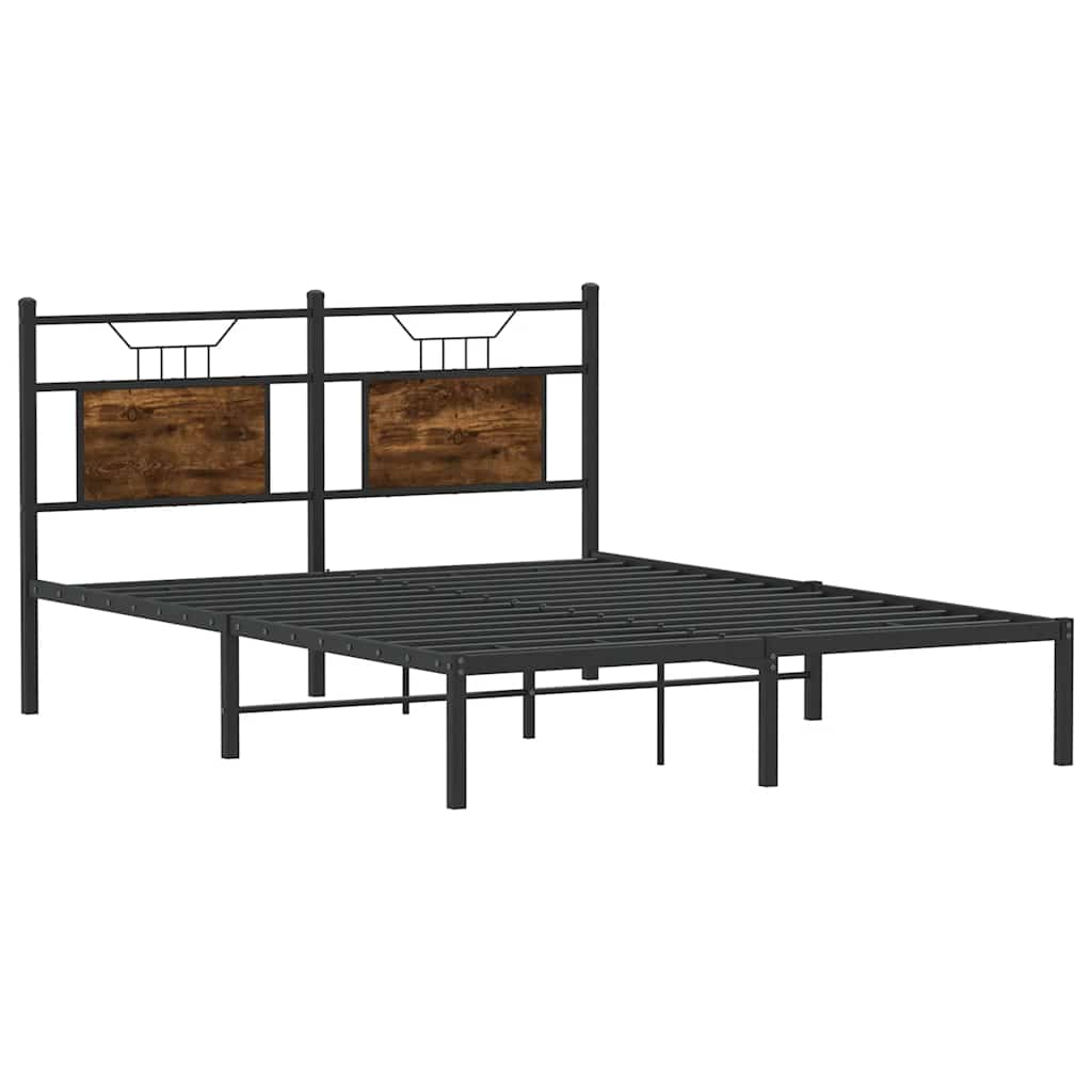 Cadre de lit sans matelas chêne fumé 137x190 cm bois ingénierie