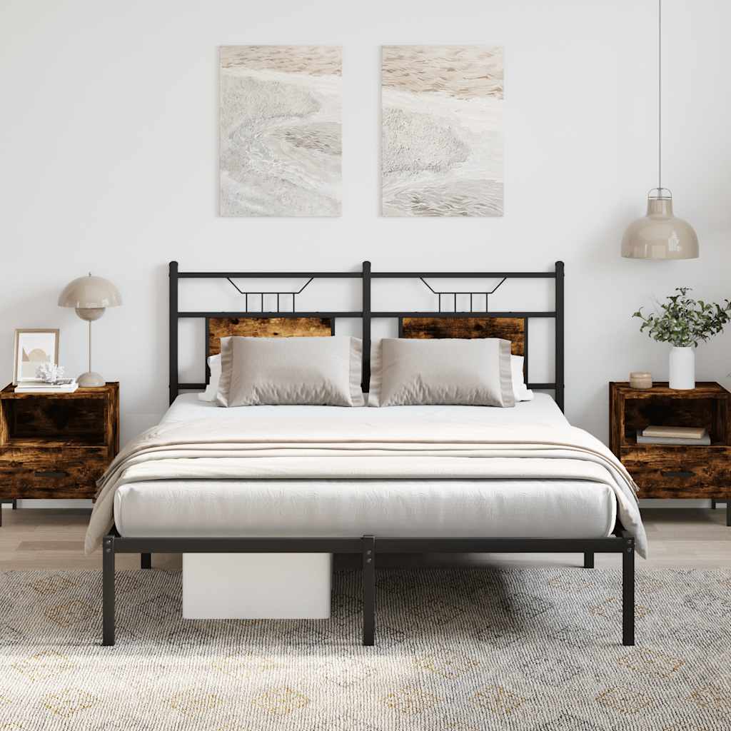 Cadre de lit sans matelas chêne fumé 137x190 cm bois ingénierie