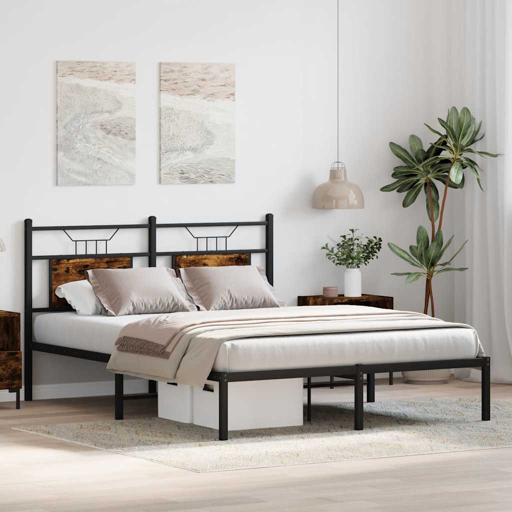 Cadre de lit sans matelas chêne fumé 140x190 cm bois ingénierie