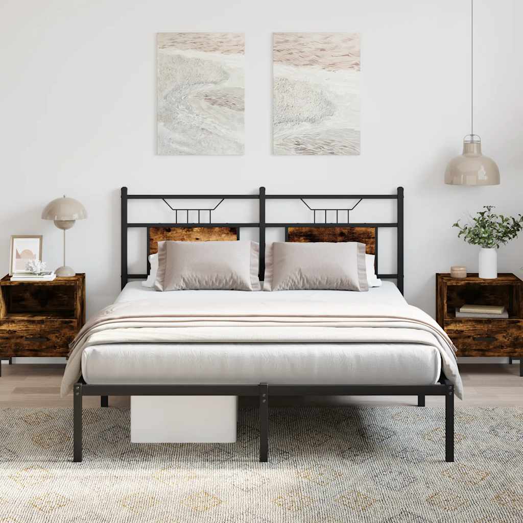 Cadre de lit sans matelas chêne fumé 140x190 cm bois ingénierie