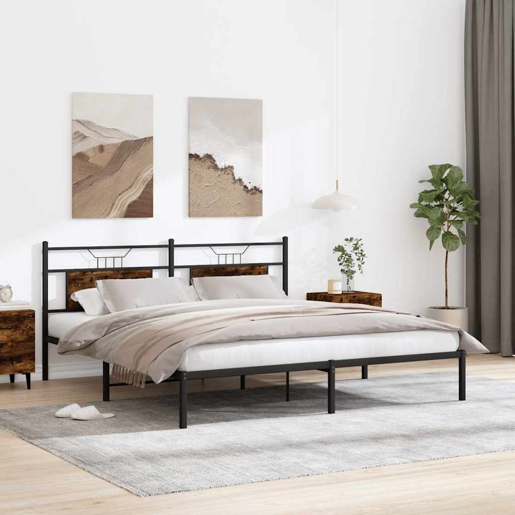 Cadre de lit sans matelas chêne fumé 160x200 cm bois ingénierie