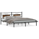 Cadre de lit sans matelas chêne fumé 183x203 cm bois ingénierie