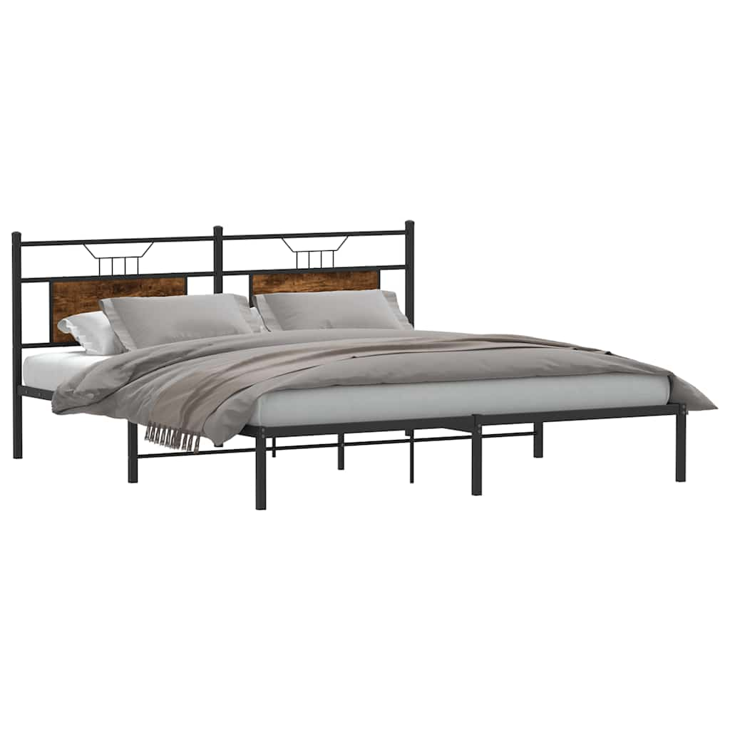 Cadre de lit sans matelas chêne fumé 183x203 cm bois ingénierie