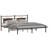 Cadre de lit sans matelas chêne fumé 183x203 cm bois ingénierie