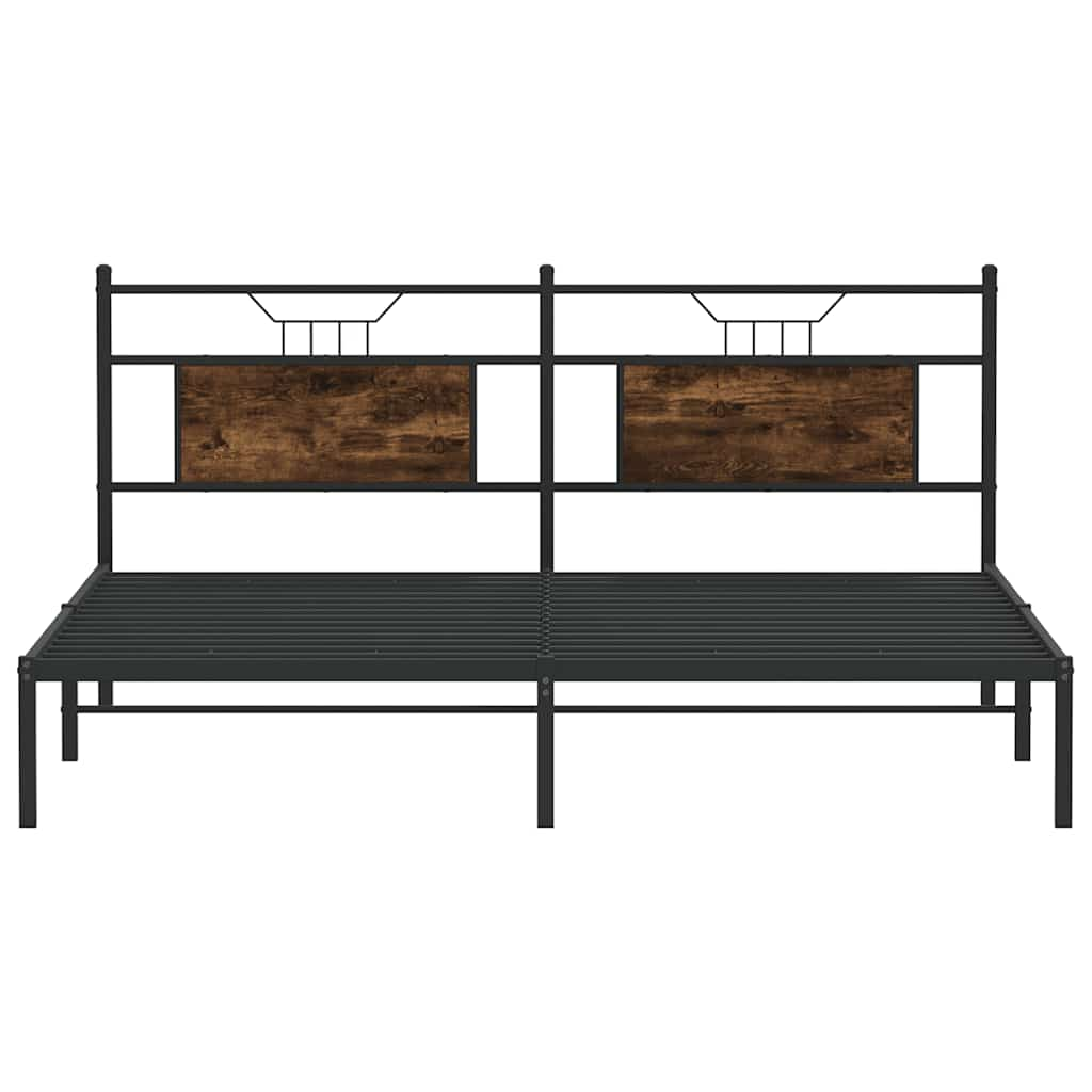 Cadre de lit sans matelas chêne fumé 183x203 cm bois ingénierie