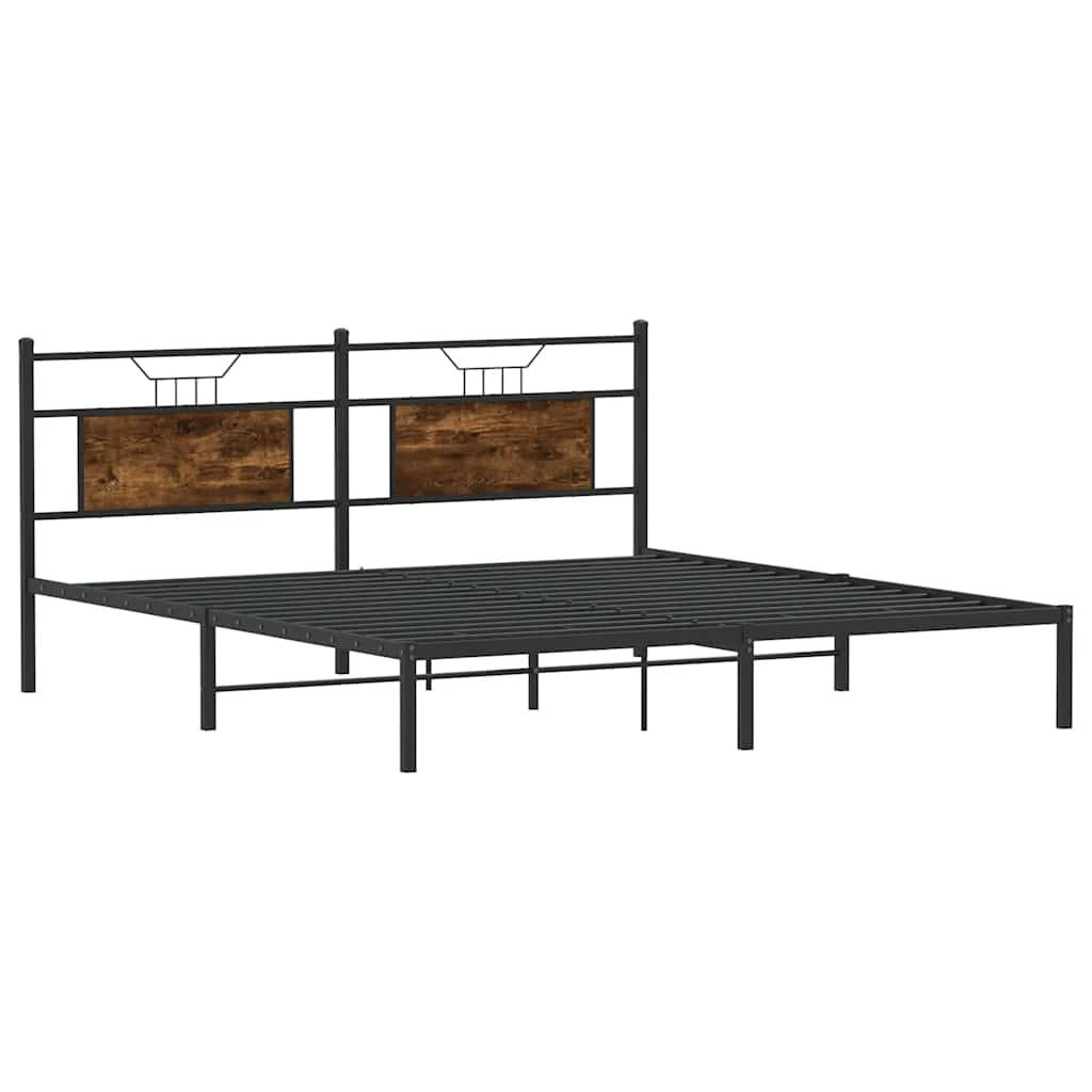 Cadre de lit sans matelas chêne fumé 183x213 cm bois ingénierie