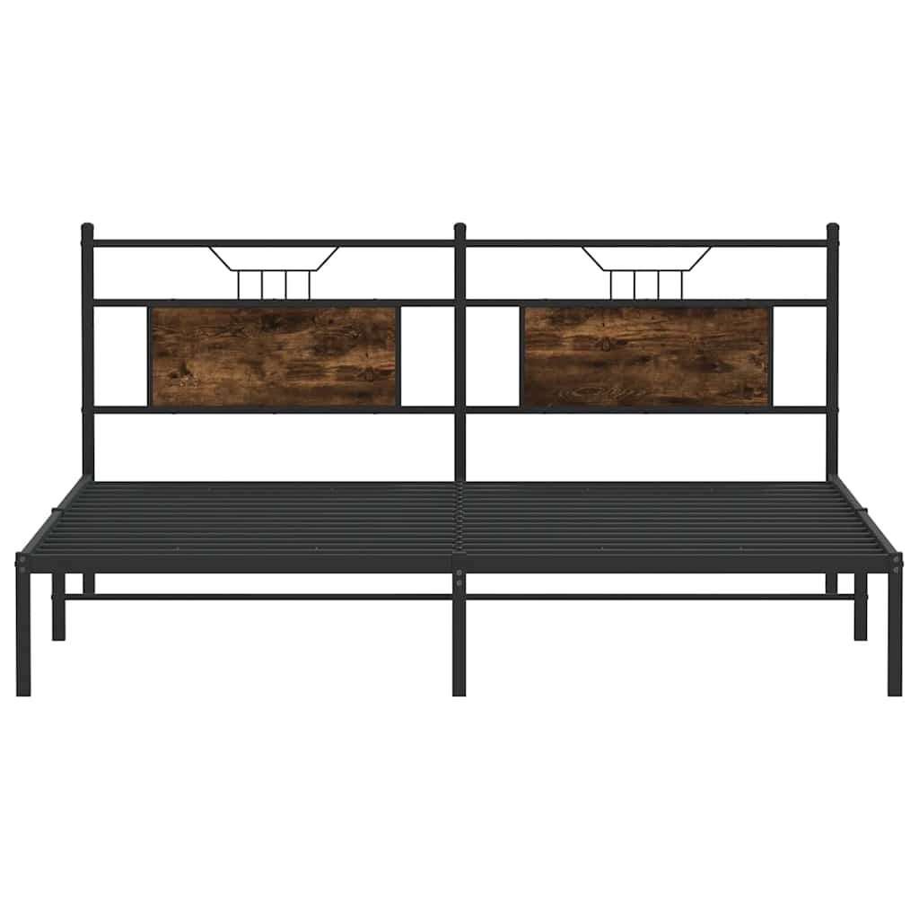 Cadre de lit sans matelas chêne fumé 183x213 cm bois ingénierie