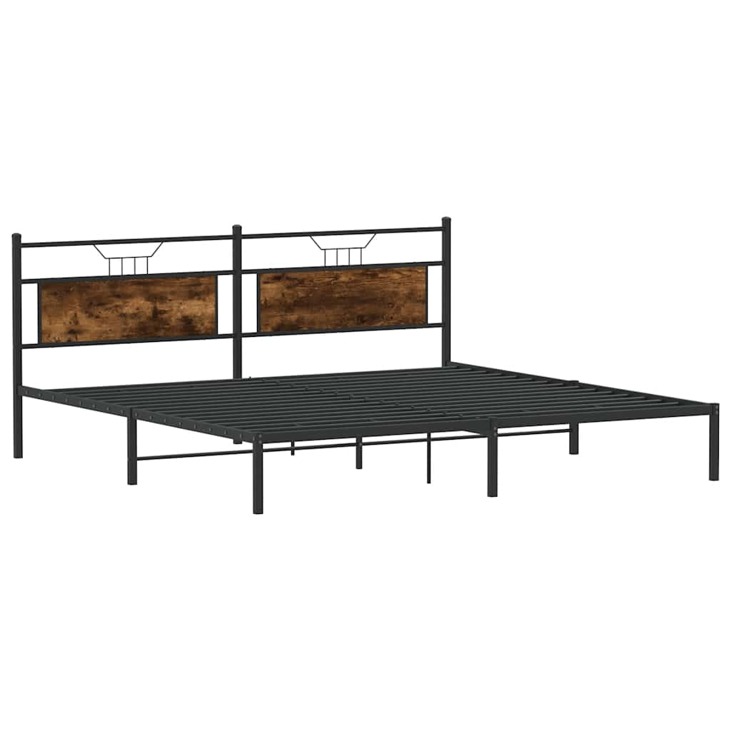 Cadre de lit sans matelas chêne fumé 193x203 cm bois ingénierie