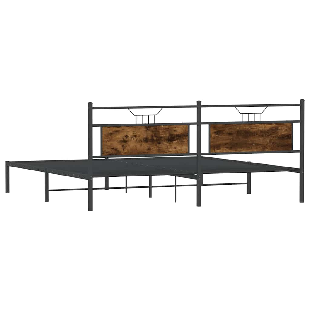 Cadre de lit sans matelas chêne fumé 193x203 cm bois ingénierie