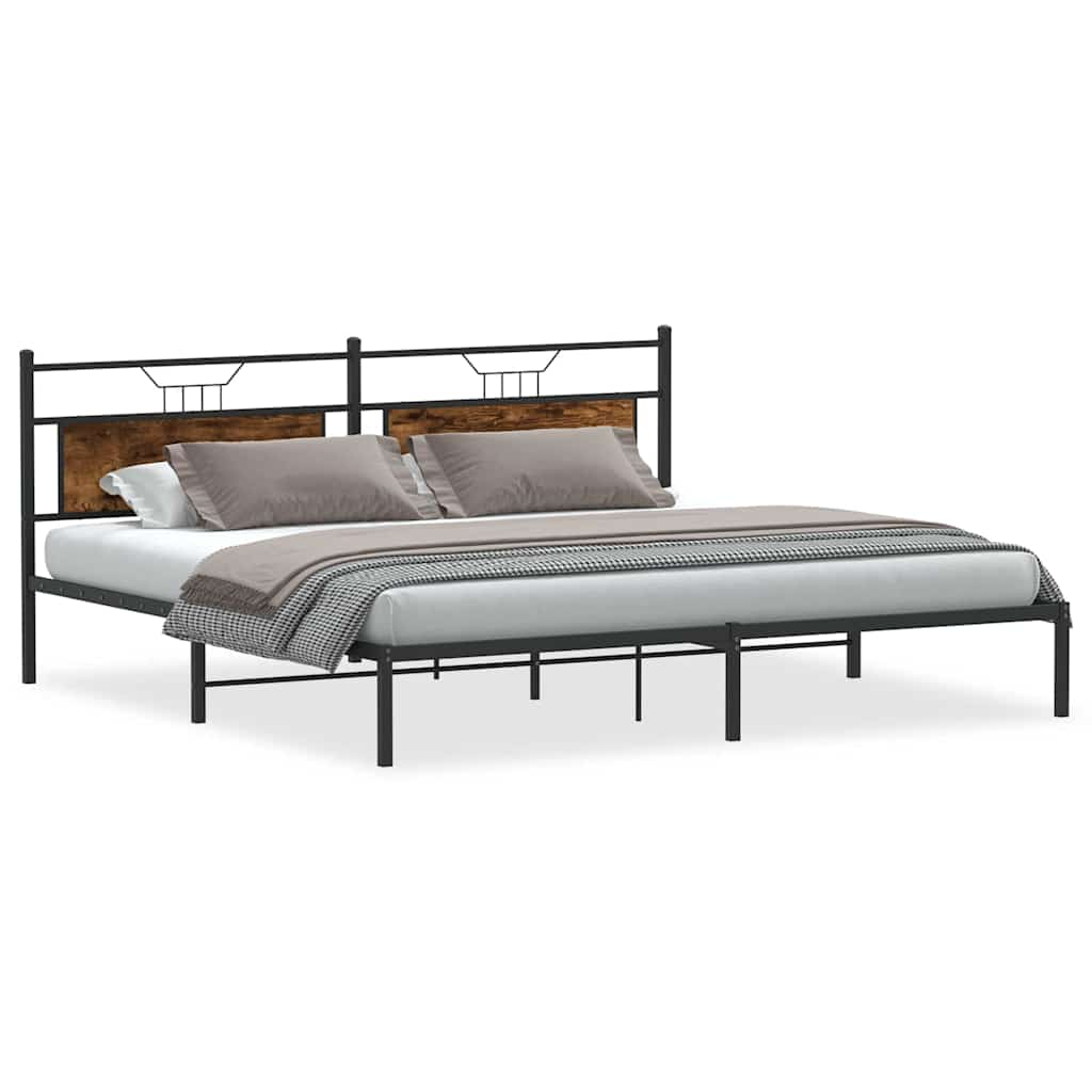 Cadre de lit sans matelas chêne fumé 200x200 cm bois ingénierie