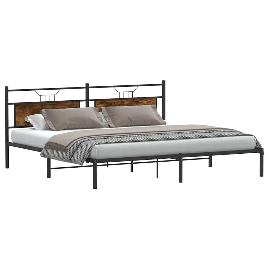 Cadre de lit sans matelas chêne fumé 200x200 cm bois ingénierie