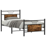 Cadre de lit sans matelas chêne fumé 75x190cm bois d'ingénierie