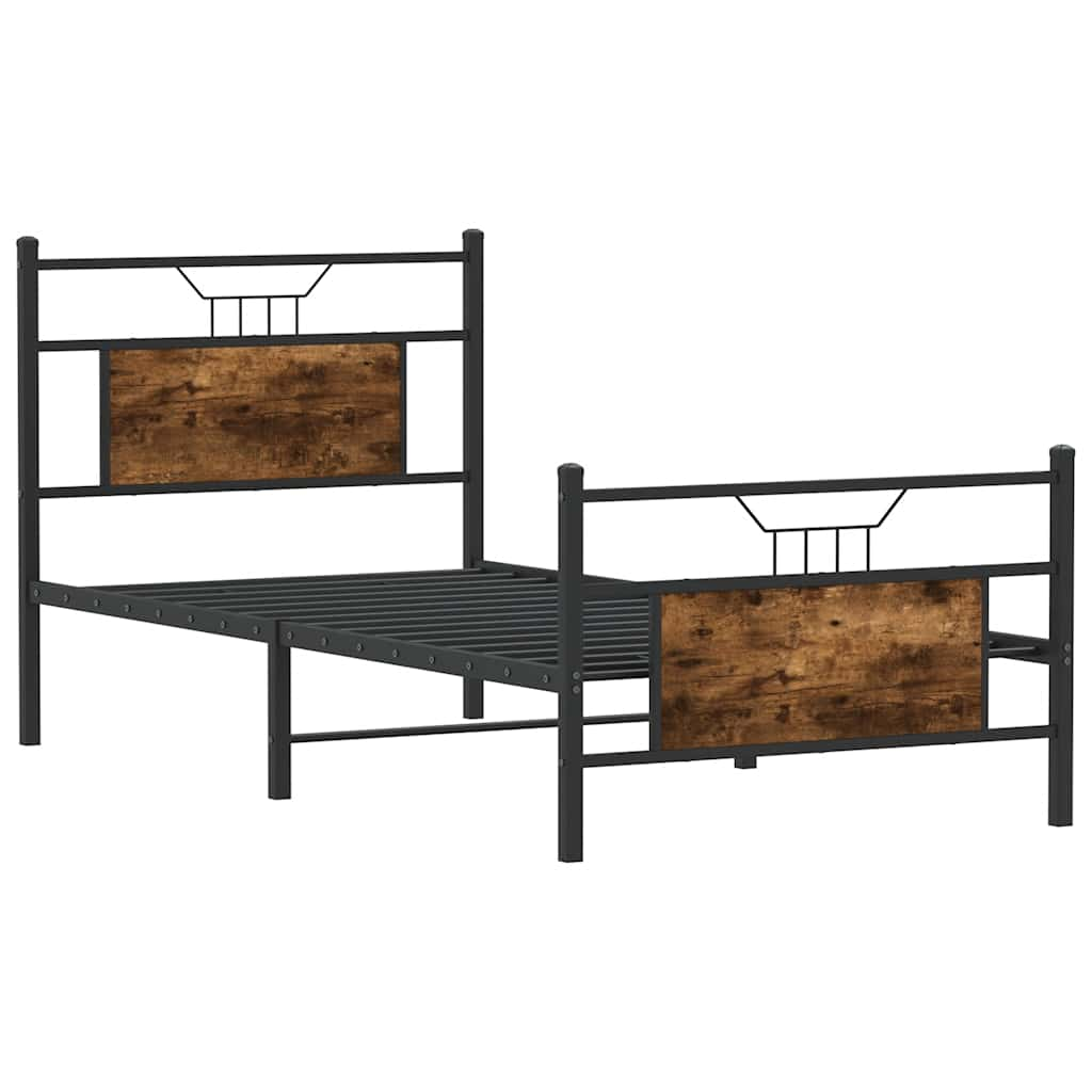 Cadre de lit sans matelas chêne fumé 75x190cm bois d'ingénierie