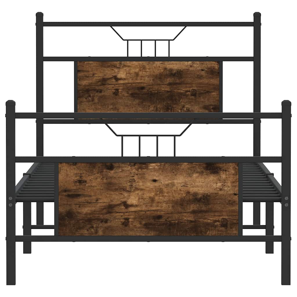 Cadre de lit sans matelas chêne fumé 80x200cm bois d'ingénierie