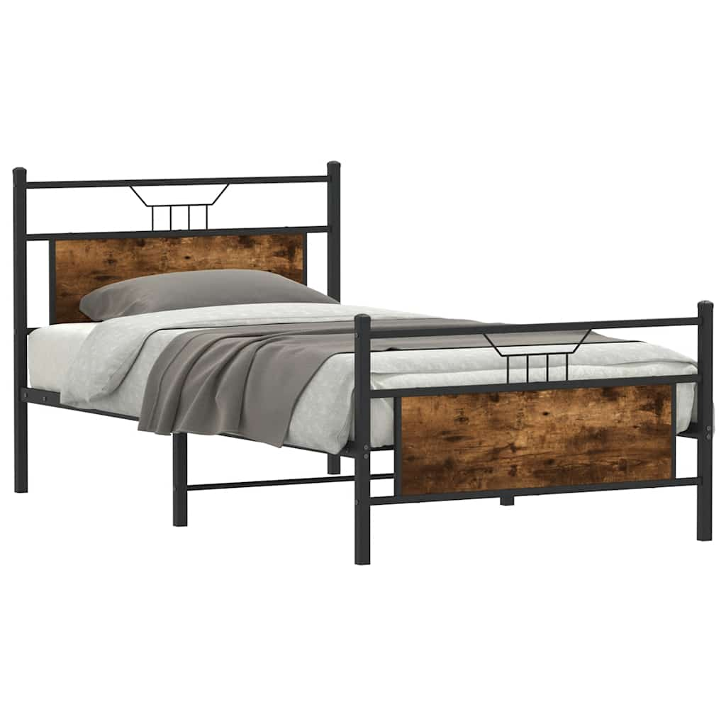 Cadre de lit sans matelas chêne fumé 100x200 cm bois ingénierie