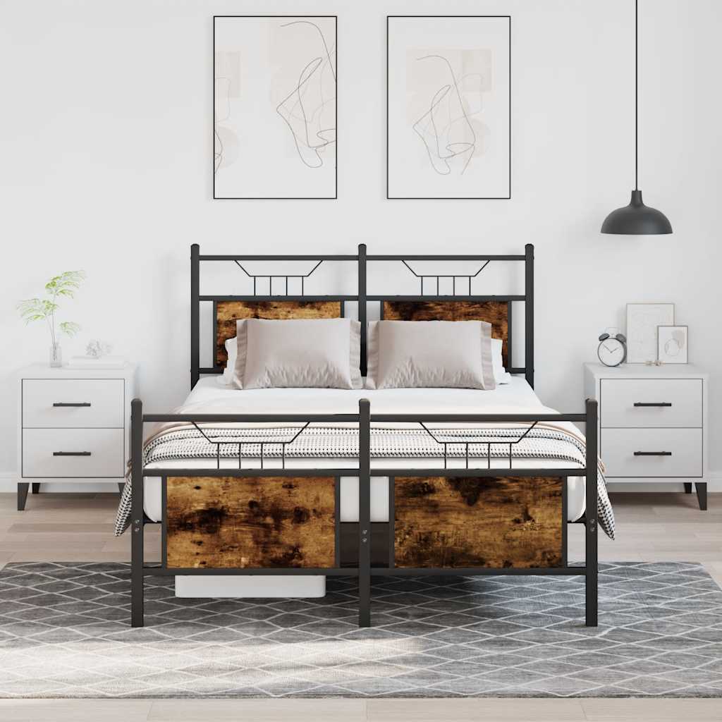 Cadre de lit sans matelas chêne fumé 120x190 cm bois ingénierie