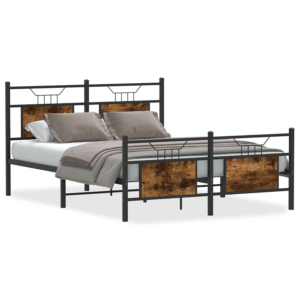 Cadre de lit sans matelas chêne fumé 137x190 cm bois ingénierie